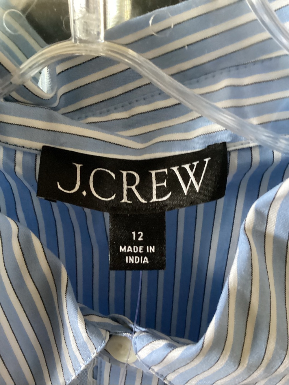 J. Crew Wren Lace Trim Shirt Dress Striped Button-Front Midi - Picture 8 of 9